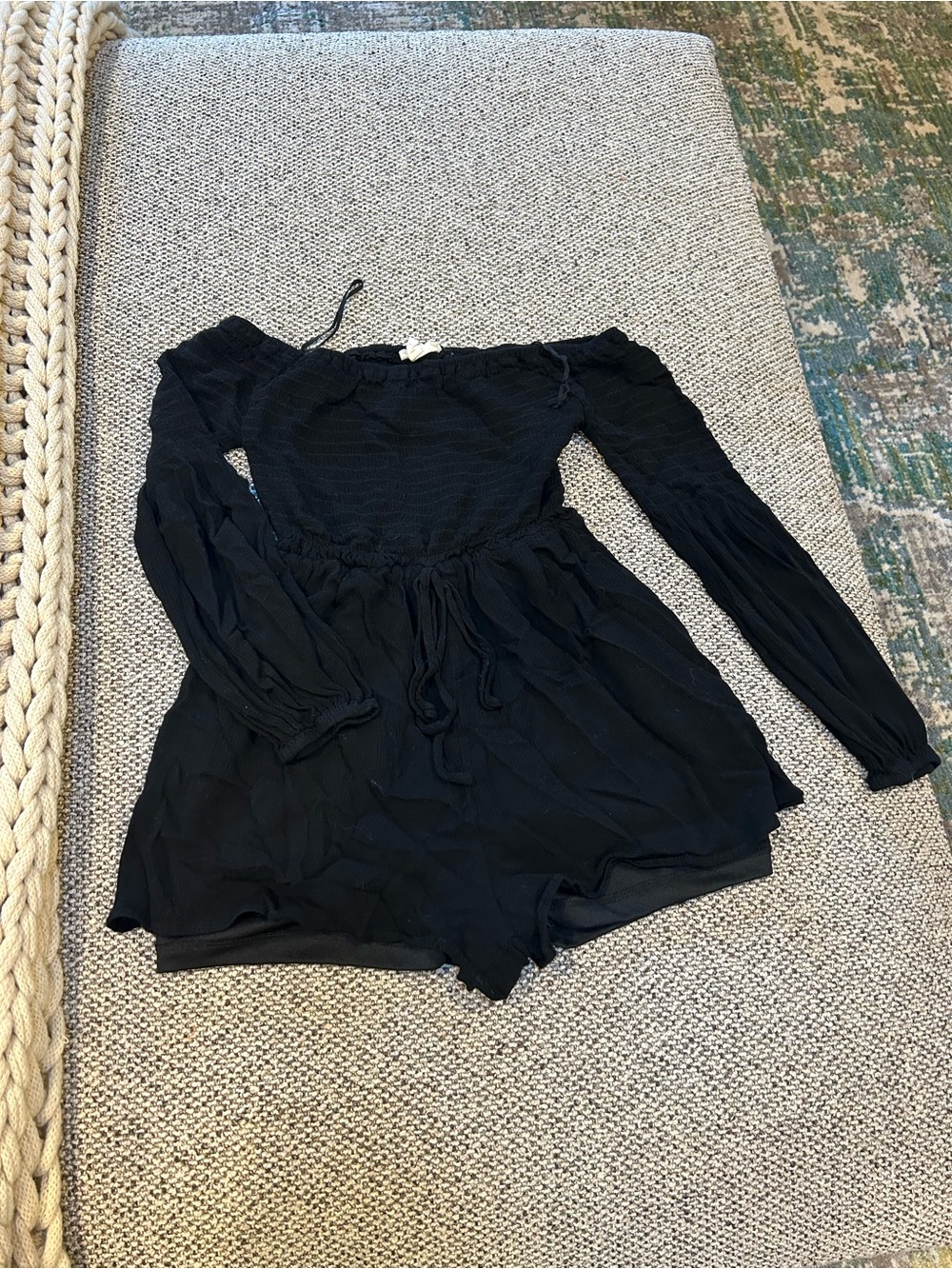 Black Off-Shoulder One-Piece Romper